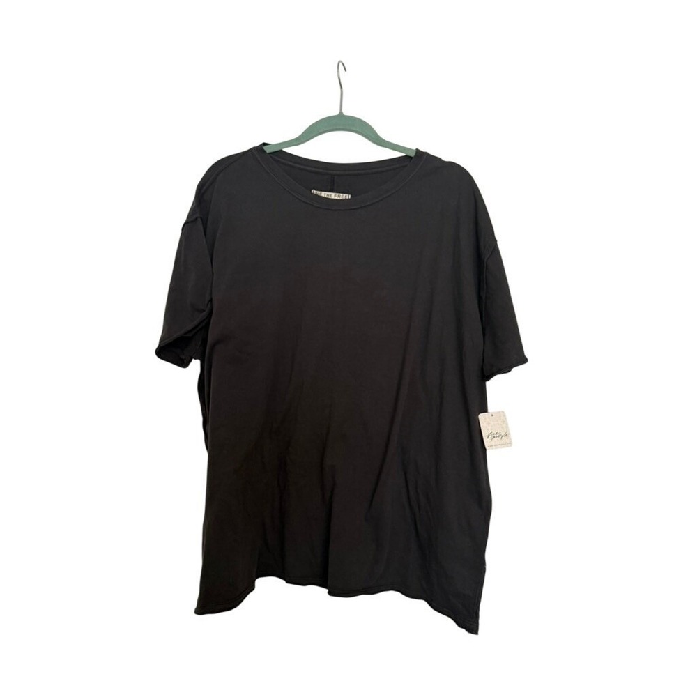 We The Free Free People Black Oversized Nina Tee Shirt OB1690079 NWT L